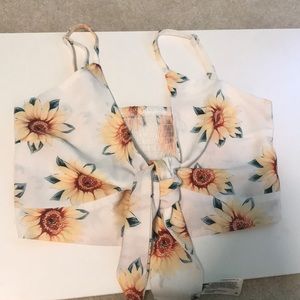 Sunflower cami crop top with tie front